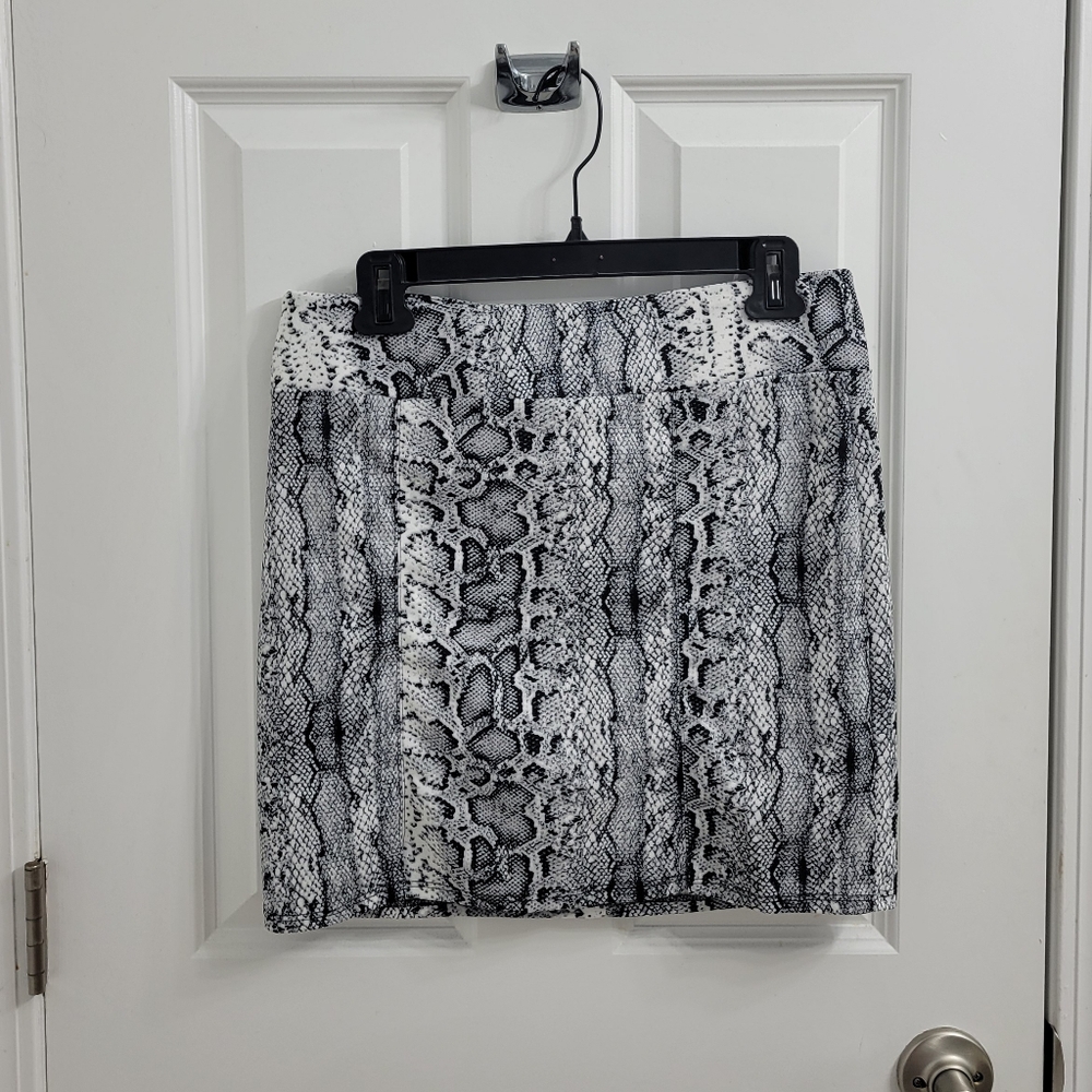 Joe B Snakeskin Print Mini Skirt With Slits